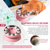Rosa interaktive Slow-Feeder-Katzen-Puzzle-Schale mit Futtermittelpellets, um Umstoßen zu verhindern.