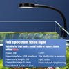 Schwarze flexible LED-Lampe mit Halter, die einen Aquarium beleuchtet.