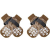 Pair of brown anti-slip dog socks with traction straps for grip and safety