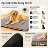 A multi-size dog bed mat for various pets, showing different sizes and an anti-slip bottom design.