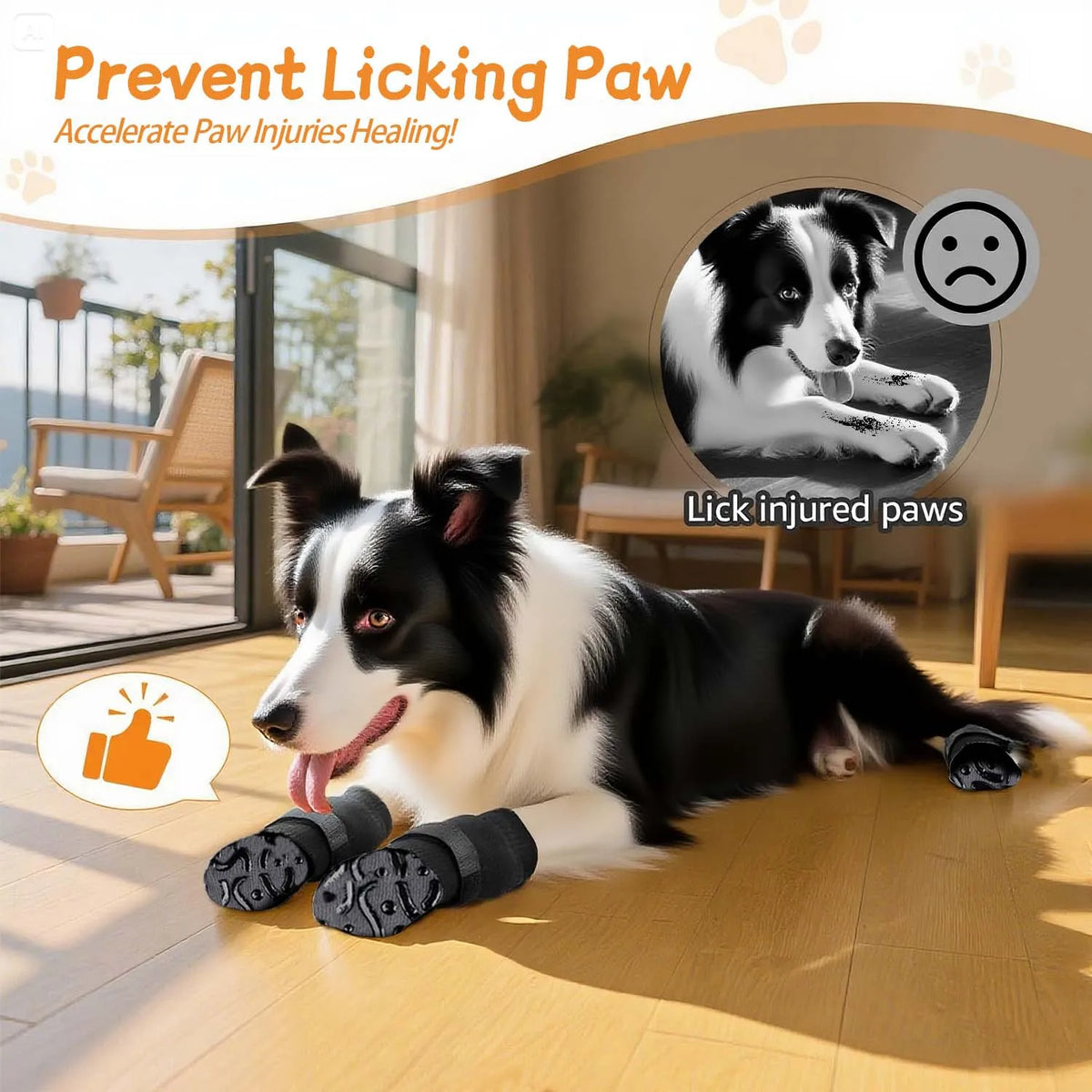 Dog socks designed to prevent licking and accelerate paw injuries healing