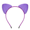 Purple plush cat ear headband with a thin purple strap