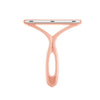 A pink 2-in-1 pet hair remover and fabric shaver tool with a flat shaving blade and a curved handle.