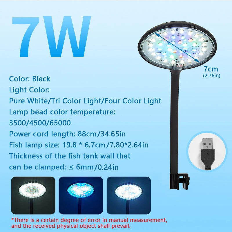 Schwarze Lampe mit Lichtperle, zum Beleuchten eines Aquariums oder Fischbecken.