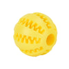 Yellow interactive treat-dispensing rubber ball for dogs