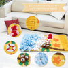 A set of yellow pet sniffing mats for dog training and slow feeding, featuring various shapes and colors.