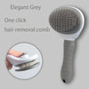 Elegant grey hair removal comb with massage pins shown next to a close-up view of the tool.
