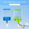 Distributeur d'eau automatique pour oiseaux, avec des composants bleus et verts, installé à l'intérieur ou à l'extérieur d'un