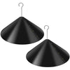 Black squirrel proof baffle guard with a metal hook for hanging