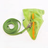 A bright lime green cartoon animal vest harness for pet training with orange accents.
