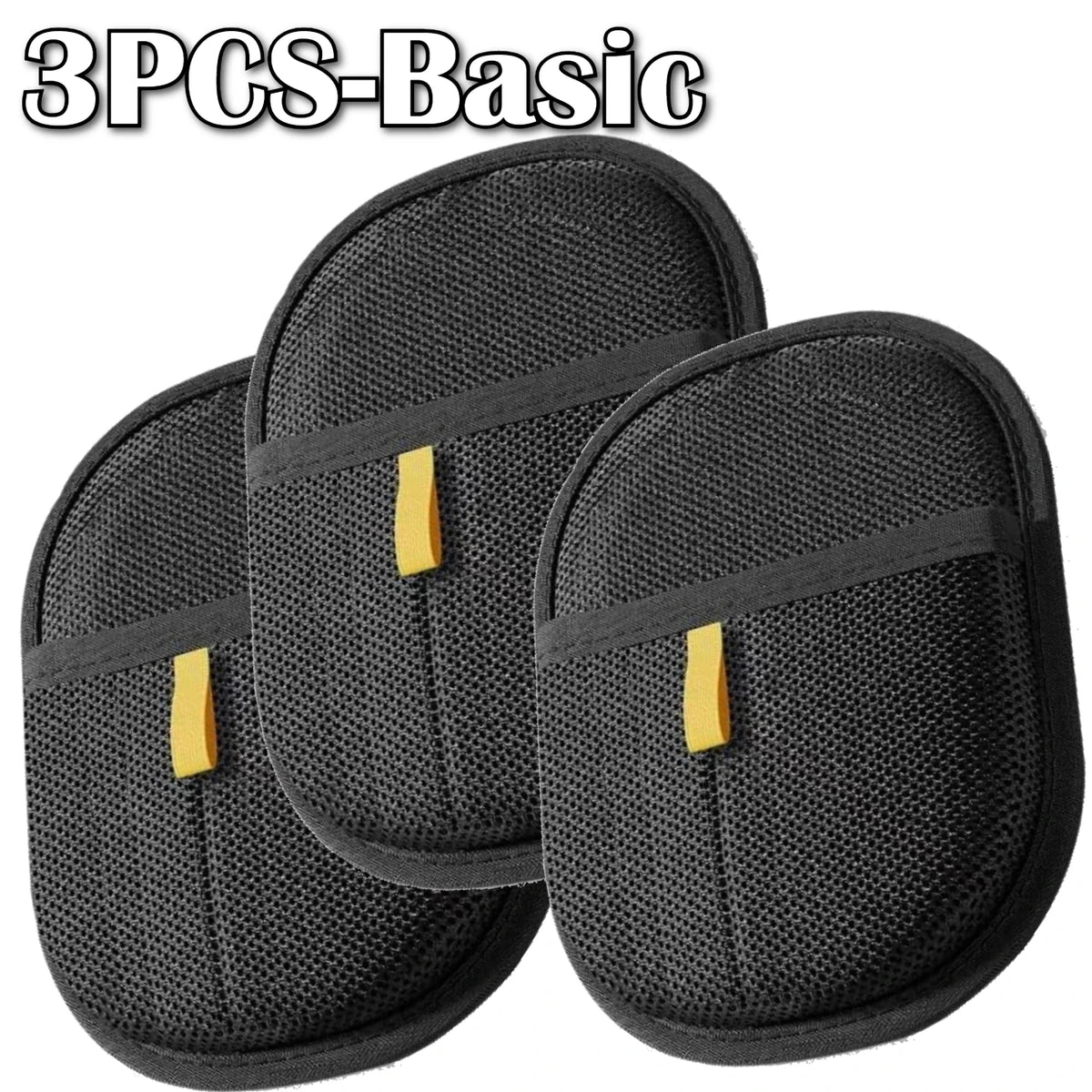 Three basic reusable electrostatic pet hair remover gloves in black