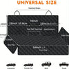 Black universal size dog car seat cover with headrest straps and belt openings for various vehicles