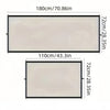 A rectangular heavy duty foldable pet gate or barrier fence with black framing and a mesh fabric in a beige color.