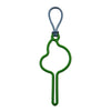A green hands-free dog poop bag dispenser with a gray leash clip.