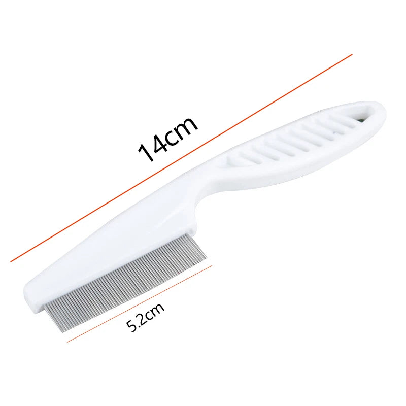 White pet hair removal brush with a flexible silicone head and a plastic handle, shown with dimension lines.