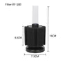 A black biochemical sponge filter with a clear tube, measuring 16cm in height and 7.3cm in diameter.