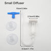 A small diffuser for aquarium CO2 with a blue plunger and suction cup components.
