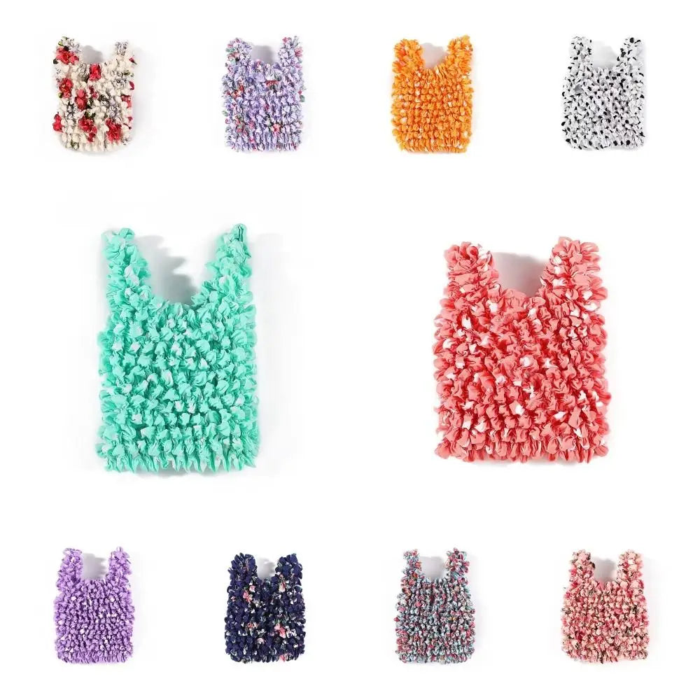 A collection of reusable foldable bubble shopping bags in various colors including pink, purple, green, and orange.