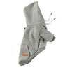 Sudadera con capucha gris impermeable para perros de tamaño pequeño a mediano.