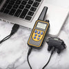 A handheld electric dog training collar with a digital display showing 99, connected by a black cable.
