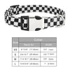 Black and white checker pattern adjustable dog collar with silver buckle for small to large dogs