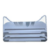 A reusable cat food pouch scraper made of gray silicone with multiple blades for opening pouches.