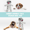 Funny double face plush dog toy featuring a mummy and zombie dog chew toys.