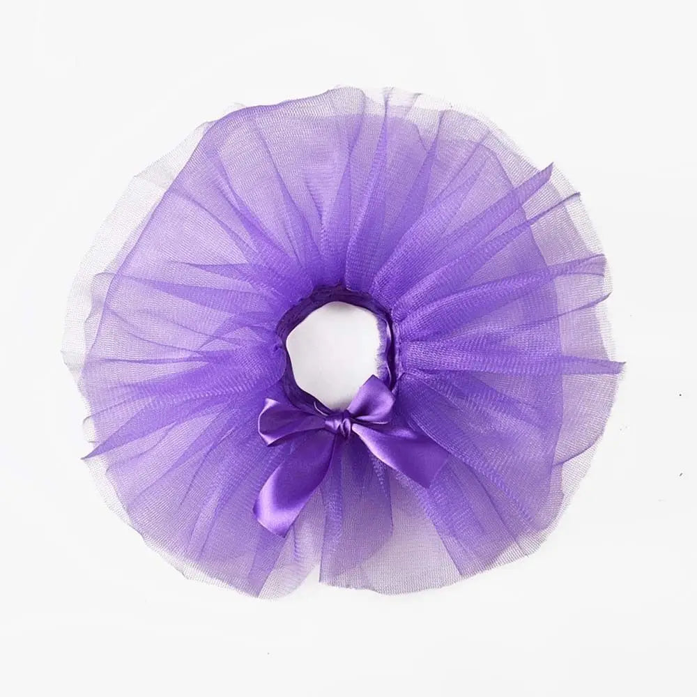 Purple tulle tutu dress for a small dog with a bow detail