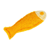 An orange natural loofah cat chew toy with catnip