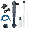 Un kit de pompe et d'outils pour nettoyer du gravier dans un aquarium, incluant une pompe, un tuyau et un petit outil de nett