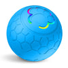 Leuchtend blaue interaktive elektronische Haustierball mit einem paw print, der auf ihrer Oberfläche leuchtet.
