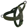 A dark olive green tactical anti-pull dog harness with adjustable straps.
