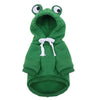 Grüne, froschförmige Hoodie-Jacke für Haustier-Cosplay.