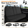 Black universal rear seat protector for car, SUV, or truck with armrest access.