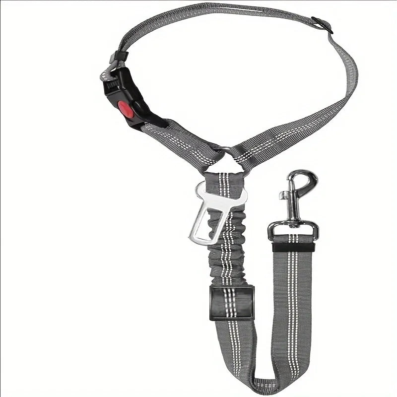 Automatic retractable dog leash with buckle in gray and black fabric
