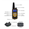 A black remote dog training collar with an antenna, LED light, LCD screen, and various buttons for control and charging.