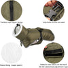 Olive green traction rope sipper with adjustable buckle on the waist and fleece lining