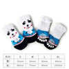 A set of cute pet dog and cat shoes in various sizes S to XL with different colored patterns