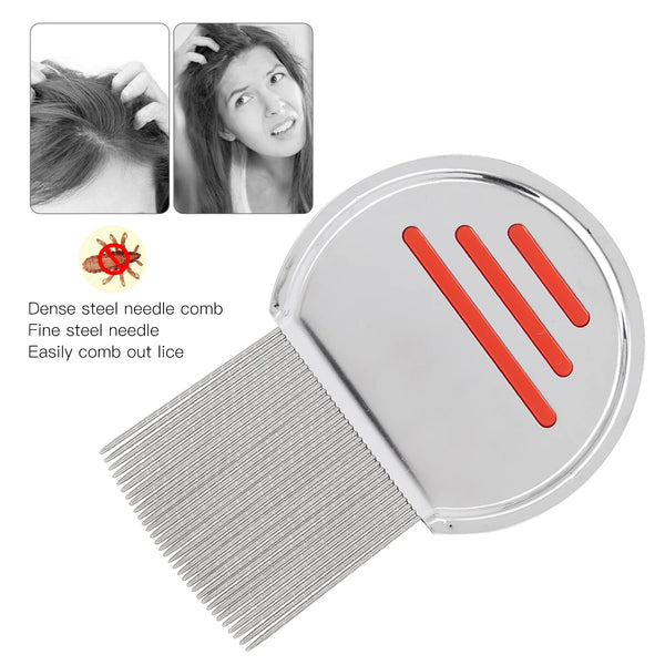 Stainless steel lice removal comb with fine teeth and a flat comb attachment