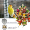 A wooden parrot swing toy for budgies featuring natural balsam wood blocks and woven branches.