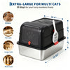 Extra-large stainless steel litter box for multi cats with a removable lid and scoop