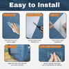 Five steps guide for easily installing a transparent cat scratch deterrent tape on furniture.