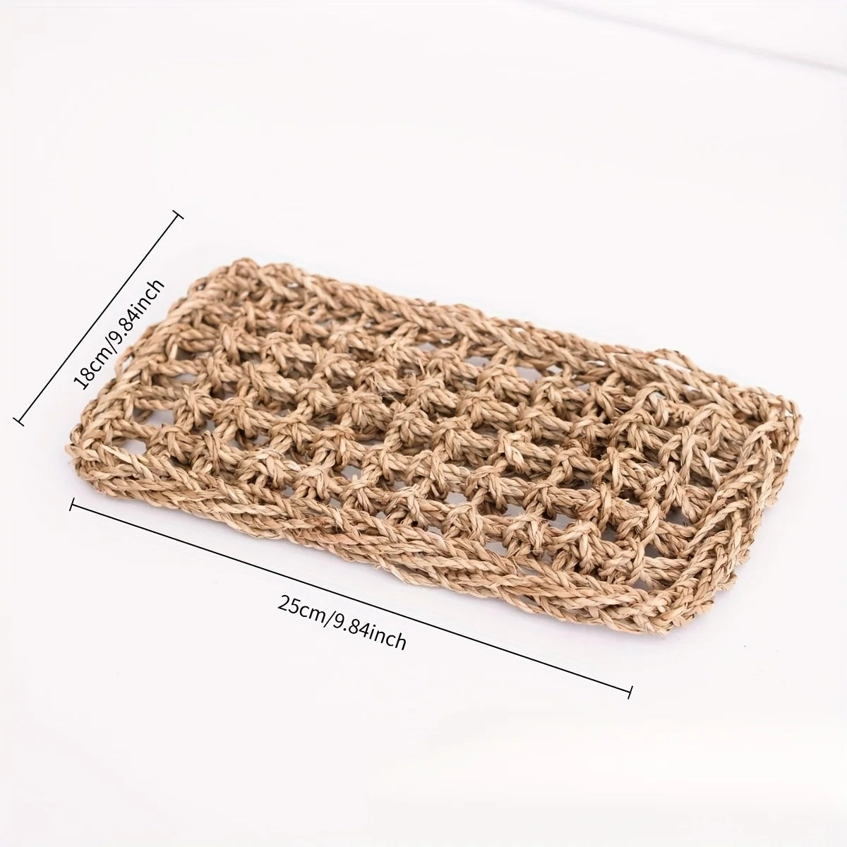 Transat à balançoire en jute rectangulaire pour reptiles, montrant ses dimensions.