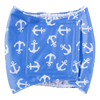 Light blue fabric belly band for male dogs featuring a repeating white anchor pattern