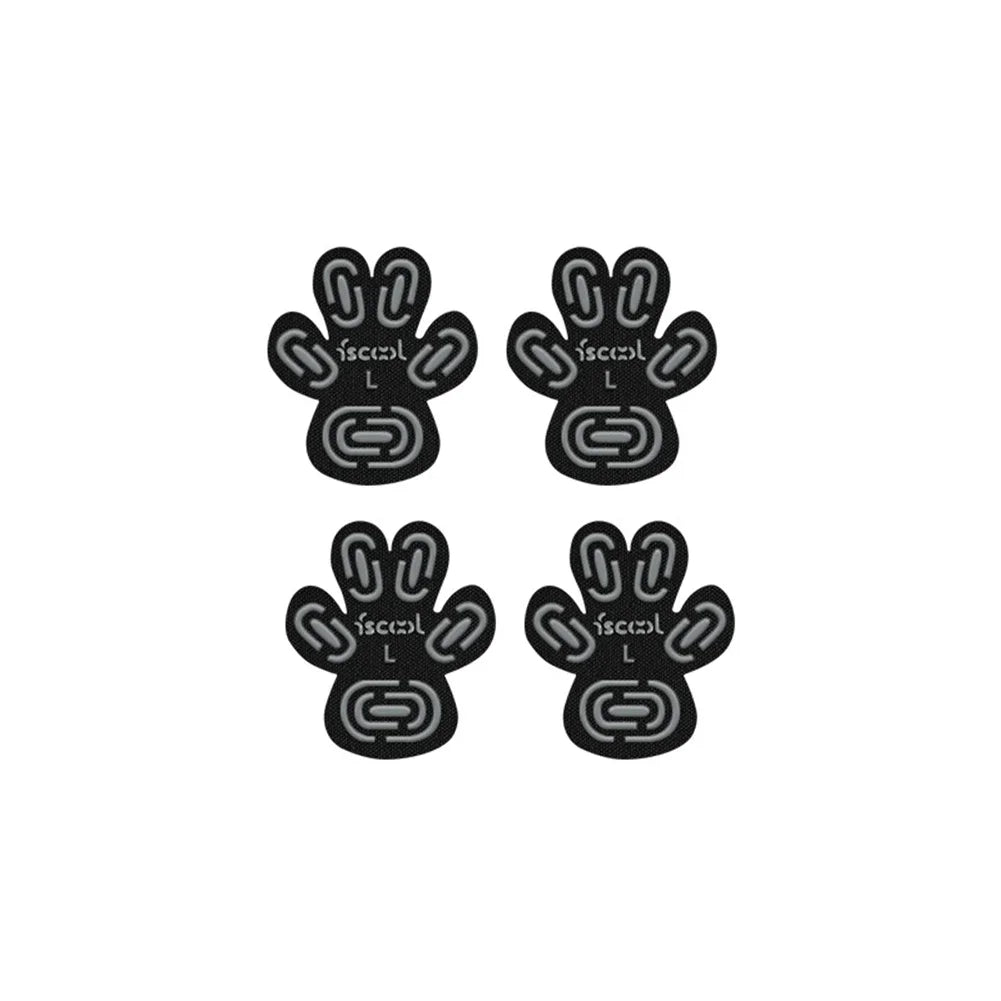 Un juego de cinco agarres antideslizantes para patas de perros negros, para seguridad interior y exterior.