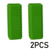 Two bright green pet hair removal brushes with silicone hollow rubber bristles.