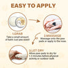 Instructions for applying Shea Butter Pet Paw Balm by grabbing a small amount, massaging it onto paw pads or the nose, and le