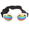 Black foldable pet sunglasses with colorful mirrored lenses for eye protection