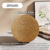 Brown sisal cat scratching ball shown on a light surface.