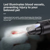 A close-up of a LED illuminator device shining light onto the blood vessels of a pet's nail.